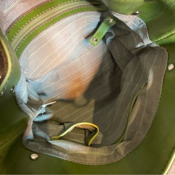 MATT  & NAT Vegan Brown Green Shoulder Bag Canvas Faux Leather - Picture 11 of 16